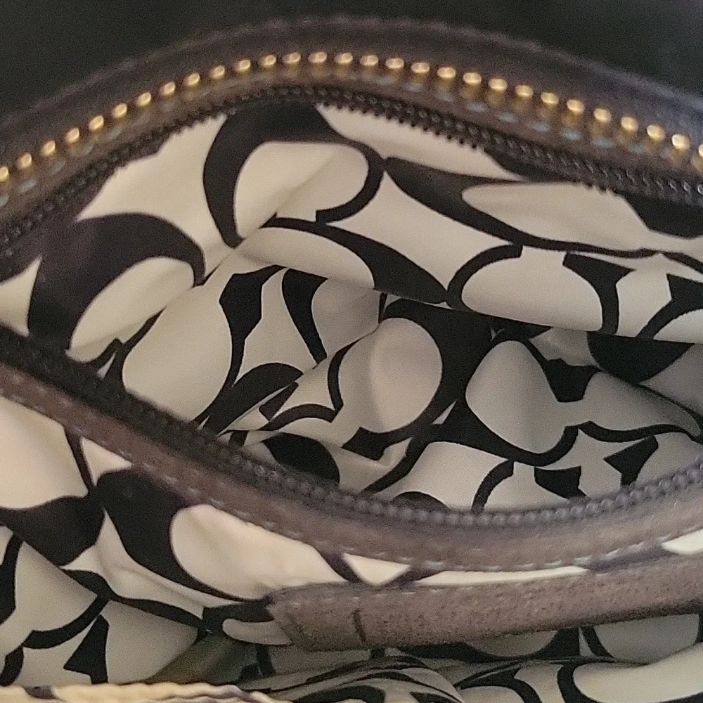 Coach Hampton Mini Nylon Shopper Tote Leather Dark Brown Leather Trim - Picture 11 of 16